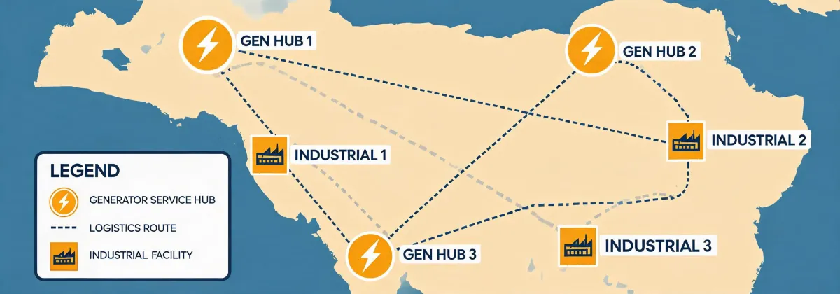 Cummins Generator project support office map illustration
